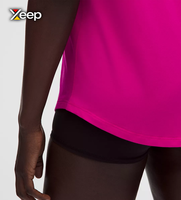 T-shirt décontracté et léger XEEP personnalisé pour femme, coupe ample, manches courtes, respirant, col en V, broderie de lettres unie