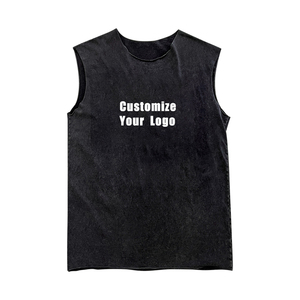 Fabricant de vêtements de sport en gros – Débardeur en jersey de coton délavé à l'acide, style streetwear vintage, avec logo personnalisé imprimé, pour l'entraînement - Product Image 1