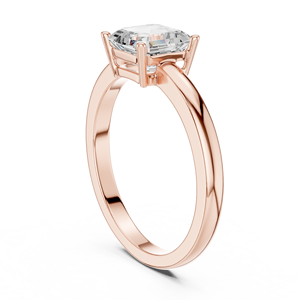 Bague de fiançailles en or rose avec diamant taille émeraude pour femme, style classique, bague solitaire taille Asscher en or rose - Product Image 3