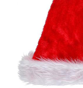 Chapeau de Noël du Père Noël, chapeau de fête du Père Noël en peluche légère avec bordure en fourrure blanche et pompon pour les fêtes - Product Image 4