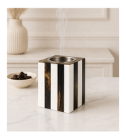 Brûleur à Bakhoor carré de luxe en résine Ramadan, motif marbre blanc doré rayé, porte-encens aromatique durable, écologique et fait main