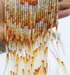 Cuentas facetadas de ópalo de fuego mexicano auténtico natural, tamaño 3-4 mm, hebra de 13 pulgadas de largo - Product Image 2