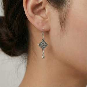 Vintage Peace Drop <b>Earrings</b> 925 Sterling Silver Oxidized Handmade Jewelry Bulk Export Supplier Nikhil Gems NG-033 Trendy Women's - Product Image 2