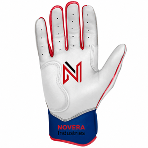 Customized NOVERA INDUSTRIES Children's Heavy Duty Leather Baseball Batting <b>Gloves</b> Hook Loop Closure Quick-Dry Breathable - Product Image 3