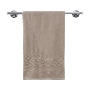 Asciugamano da bagno in cotone <span class=keywords><strong>con</strong></span> bordo in <span class=keywords><strong>pizzo</strong></span>, elegante asciugamano beige in spugna <span class=keywords><strong>con</strong></span> rifinitura in <span class=keywords><strong>pizzo</strong></span> all'uncinetto per casa, hotel, spa, decorazioni per matrimoni - Product Image 1