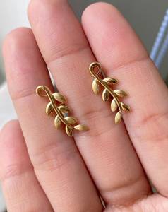 Minimalist Gold Leaf Climber <b>Earrings</b> for Women Botanical Vine <b>Stud</b> <b>Earrings</b> Nature Inspired Dainty Jewelry Gift - Product Image 1