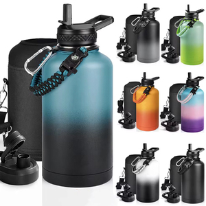 Sip Friendly With <b>Straw</b> Lid 2L 64 oz Freesip Insulated Stainless Steel <b>Water</b> <b>Bottle</b> - Product Image 4