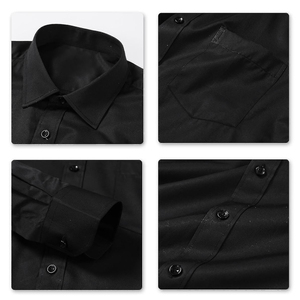 Chemise de cérémonie élégante à manches longues pour hommes, coupe ajustée, fermeture à boutons, style professionnel, idéale pour les tenues de bureau quotidiennes et l'uniforme de travail - Product Image 2