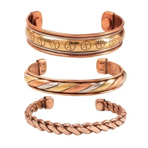 OEM Custom Handmade Copper Bangle Set 3 Designs Tri-Tone <b>Rope</b> & Layered Metal Therapy <b>Bracelets</b> in Gift Packaging Metal Crafts - Product Image 5