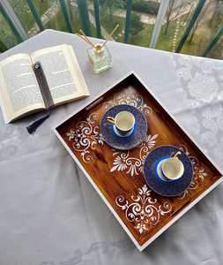 Plateau rectangulaire en émail imprimé motif bois, version classique, pour cuisine et restaurant, idéal pour le rangement et le service, par UO INDIA - Product Image 2