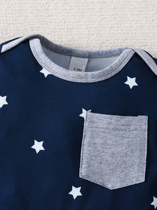 Newborn Multi-Piece Footed Romper Set Reversible Quick Dry Outdoor Single Button Closure Cotton Breathable Jersey Fabric - Product Image 3