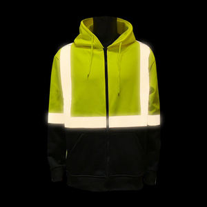 Sudadera de Seguridad Reflectante de Alta Visibilidad con Cremallera Completa, Chaqueta de Trabajo con Capucha Desmontable, Impermeable y Transpirable, Ropa de Trabajo de Seguridad OEM - Product Image 2