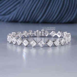 Pulsera de Lujo de Oro Blanco de 14K con Moissanita de Corte Esmeralda y Cadena de Eslabones para Mujer, 13.77ct, 24 Piedras, Joyería de Boda - Product Image 6