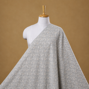 Tissu de sari en organza gris brodé avec détails en sequins pour femmes, vêtements de créateur pour fêtes, vêtements de mariée - Product Image 3