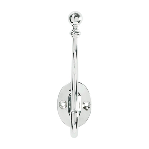 Chrome <b>Wall</b> Mounted <b>Coat</b> <b>Hook</b> With Two Hanging Points Durable Metal Construction Easy To Install Sleek Modern Design <b>For</b> Home - Product Image 3
