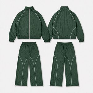 Custom logo Print Tracksuit Zip <b>up</b> Hooded Windbreaker Jacket Oversized Baggy Tracksuit Men's Casual Sports Quick Dry Tracksuit - Product Image 6