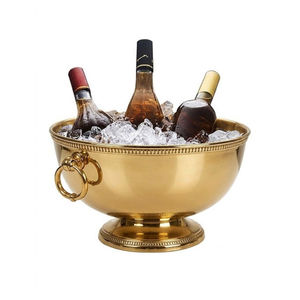 Seau à glace de luxe en acier inoxydable plaqué argent avec base étagée, finition polie, pour champagne, punch et vin - Product Image 5