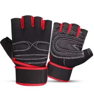 Guantes de Fitness Negros, Rojos y Azules de Malla, Medios Dedos, para Entrenamiento en Gimnasio, Mejora del Agarre, Antideslizantes, con Correa Ajustable para la Muñeca, Unisex - Product Image 6