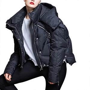 Chaqueta Acolchada Negra para Mujer, Transpirable, con Cierre de Cremallera, Abrigo Cálido para Invierno y Otoño, Manga Larga, Relleno de Poliéster - Product Image 1