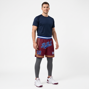 Pantalones cortos de baloncesto para hombre, color carbón, con rayas finas, de malla, estilo retro, para entrenamiento, gimnasio, uniformes sublimados, tops. - Product Image 6
