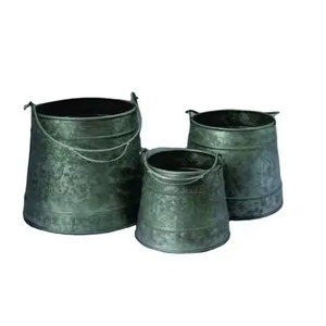 Juego de Macetas Metálicas Decorativas para Jardín con Asas, Duraderas, para Exteriores, para Flores, Plantas Verdes, Contenedor para Plantas - Product Image 1