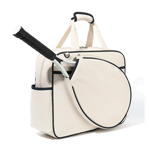 Cream Oxford Tennis Racket <b>Bag</b> 50-70L Zipper Closure Waterproof Sports <b>Duffel</b> With Side Pockets - Product Image 1