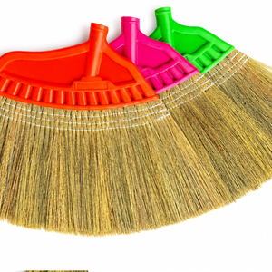 Plastic Broom Head With Eco Friendly Grass Bristles Medium Soft For Floor Cleaning Home Use Durable Basic Style <b>Red</b> Pink Green - Product Image 3