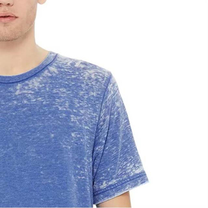 T-shirt décontracté pour homme en coton bleu délavé, coupe classique, manches courtes, col rond - Product Image 5