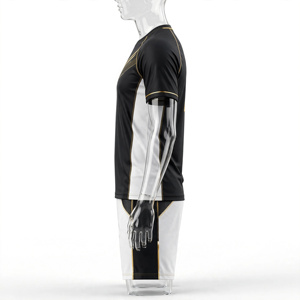 AMKOOR ENTERPRISES Unisex Black Gold Sports Jersey Set Breathable 100% Polyester Sublimation Print Adult <b>Athletic</b> Wear - Product Image 5