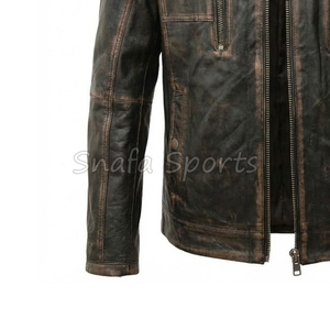 Veste en cuir pour homme surdimensionnée à manches longues, de qualité supérieure, personnalisée OEM, style vintage, avec fermeture éclair, en vente - Product Image 4