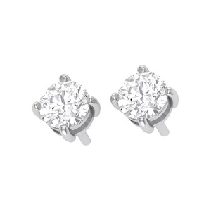 Boucles d'oreilles clous en or massif 14 carats avec diamant de laboratoire véritable à quatre griffes, 3 carats, taille brillant rond F-VS2, produit en vrac - Product Image 2