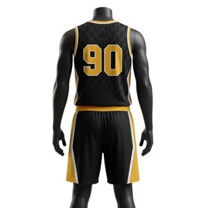 Men Black Gold Sublimation Lacrosse Uniform <b>Set</b> Polyester Athletic Fit Lightweight Team Sports Wear Performance Apparel - Product Image 2