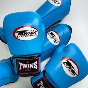 Guantes de Boxeo y Protectores de Espinilla Twins Sanda Muay Thai, Juego de Protectores de Espinilla de Cuero Premium con Correa de Muñeca Ajustable para Adultos - Product Image 5