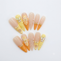 Longue gouttelette d'eau acrylique doigt conception lait thé nu printemps forêt fille beurre fée