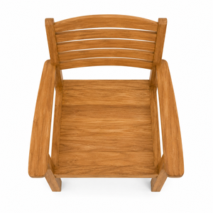 Fauteuil de jardin moderne en teck massif avec assise à lattes et dossier vertical, imperméable et écologique, pour villa, salon et école - Product Image 4