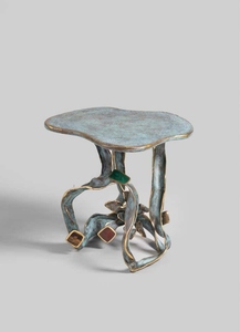 Hot sale Accent Side table <b>small</b> in brass & semi-precious stone finish luxury modern sculptural accent table - Product Image 5