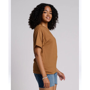 Camiseta de Manga Corta con Cuello Redondo para Mujer, Color Marrón, Fabricante Confiable de Ropa Personalizada para Distribución Mundial - Product Image 1