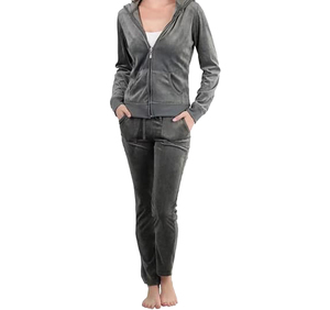 Survêtement pour femmes, design 2-en-1 écologique, col en V, manches longues, poches latérales, coupe régulière, vêtements décontractés d'hiver, uni - Product Image 3