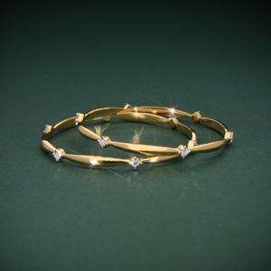 18K Yellow Gold Natural Diamond <b>Bangle</b> Bracelet Prong <b>Set</b> Solitaire Fine Jewelry - Product Image 3