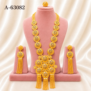 MOLL JEWELLERS Ensemble de bijoux ethniques en gros pour femmes, collier et boucles d'oreilles tendance plaqués or avec zircon, ensemble de mariage A-63077 - Product Image 6