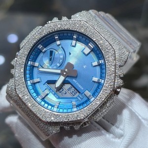 Reloj de Cuarzo Analógico de Lujo para Hombre, 46 mm, Caja Redonda con Pedrería, Esfera Azul, Resistente al Agua 20 BAR, Correa de Acero Inoxidable para Niños - Product Image 2