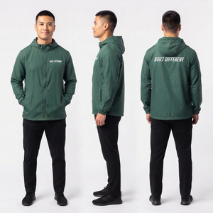 Wholesale Printed <b>Windbreaker</b> Jackets Men's 100% Nylon Lightweight Rain Jacket Men Hiking <b>Camping</b> Waterproof Zipper Hoodie - Product Image 5