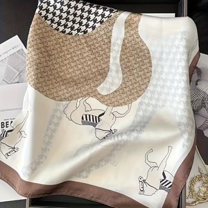 Écharpe en soie jacquard thermique de luxe pour l'hiver, 100% soie, motif géométrique personnalisé, longue et chaude - Product Image 2