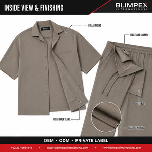 Ensemble coordonné deux pièces décontracté sur mesure OEM : chemise à col campiste oversize et pantalon large – Directement de l'usine Blimpex International - Product Image 6