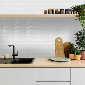 10 unidades de pegatinas de pared 3D autoadhesivas blancas de 10x10 pulgadas, diseño de azulejos de pared con efecto salpicado, para añadir un toque de realismo. - Product Image 2