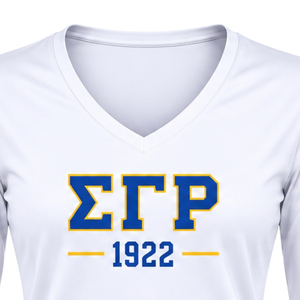 Camiseta Personalizada de Manga Larga para Mujer, Sigma Gamma Rho, con Letras de Hermandad Griega, Cuello Redondo, Informal, de Algodón Suave, Ropa al por Mayor - Product Image 3