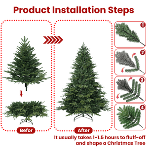 Albero di Natale Artificiale Realistico 6.5ft, Base Pieghevole in Filo d'Acciaio Premium, 2225 Rami Misti PE/PVC, Verde, per Interni - Product Image 4