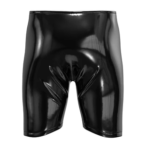 Pantalones Cortos Negros para Hombre, Recubiertos de PU, Cintura Alta, con Cierres Rojos, Cierre de Botón, Estilo Gótico, Material de Spandex y Poliéster - Product Image 2