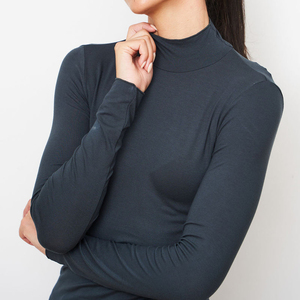 Custom Made Women's <b>Mock</b> <b>Neck</b> Long Sleeve <b>Tops</b> Shirts Fashion Clothes Casual Slim Fitted Long Sleeve <b>Mock</b> <b>Neck</b> Shirt Ladies - Product Image 4
