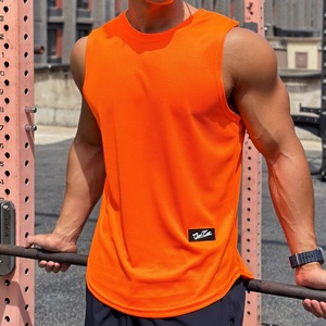 Nouvelle tendance estivale, gilet sans manches pour homme, col rond, bas en maille, sport, fitness, séchage rapide, kaki, XXL - Product Image 3